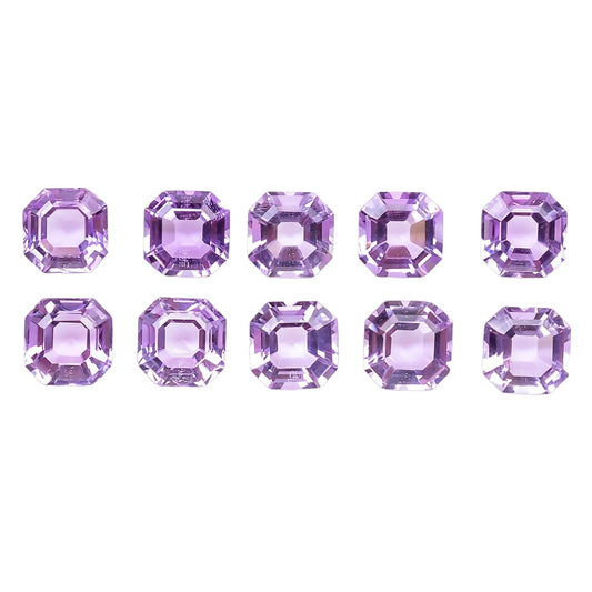 GEMKORA 4pcs, 8x8x5mm Natural Pink Amethyst-Rose the France, Octagon Shape-Asscher Cut Gemstone Wholesale Lot, Jewelry Making Loose Gemstone, Minerals, DIY, Healing Crystals, Bulk Gemstone Deal