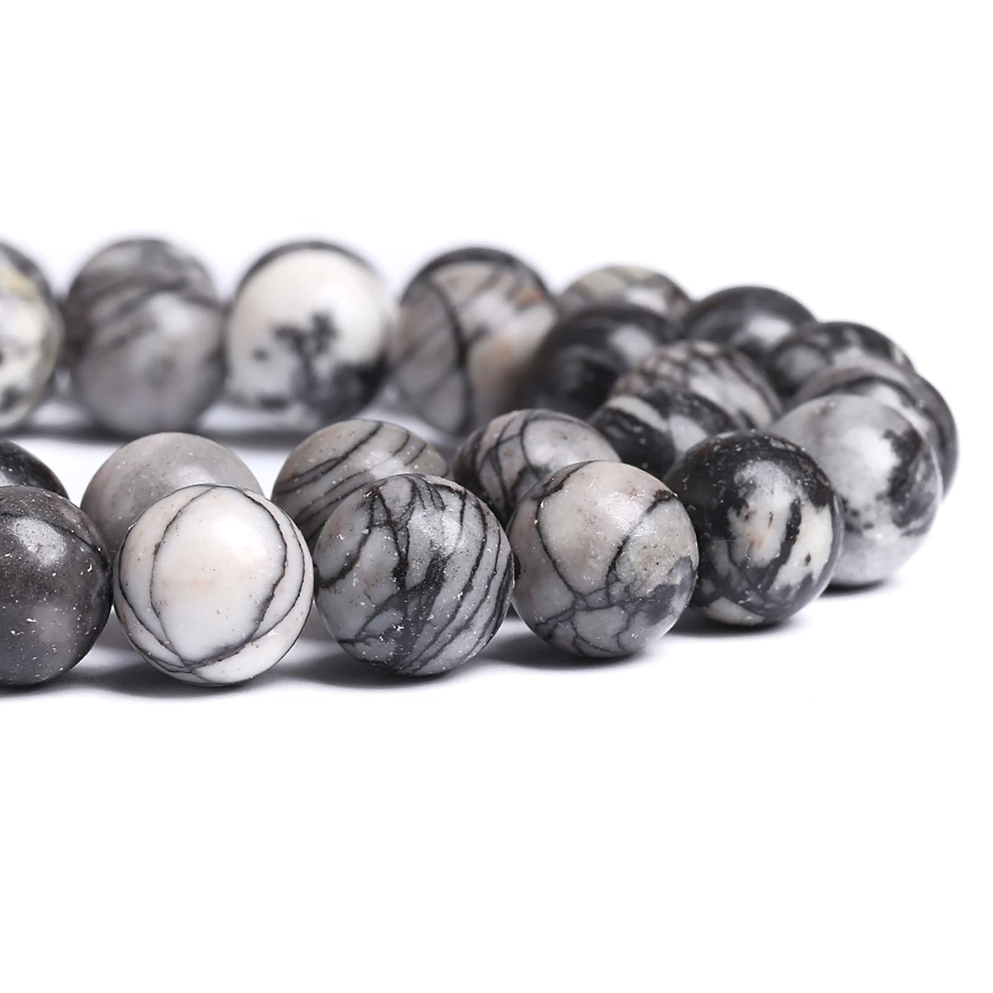 6MM 60PCS Natural Stone Black Network Zebra Loose Beads for Jewelry Making DIY Bracelet 1 Strand