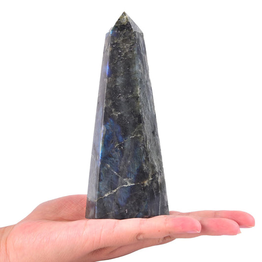 SMOHEAL Labradorite Large Crystal Tower Natural Healing Crystal Point Wand Obelisk for Reiki Meditation Crystal Grid Decoration 1-1.5 LBS