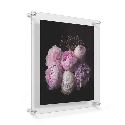Wexel Art 20x20" Clear UV Grade Acrylic Floating Picture Frame Double Panel Photo Display with Silver Hardware for Hanging Contemporary Art and Images on Wall