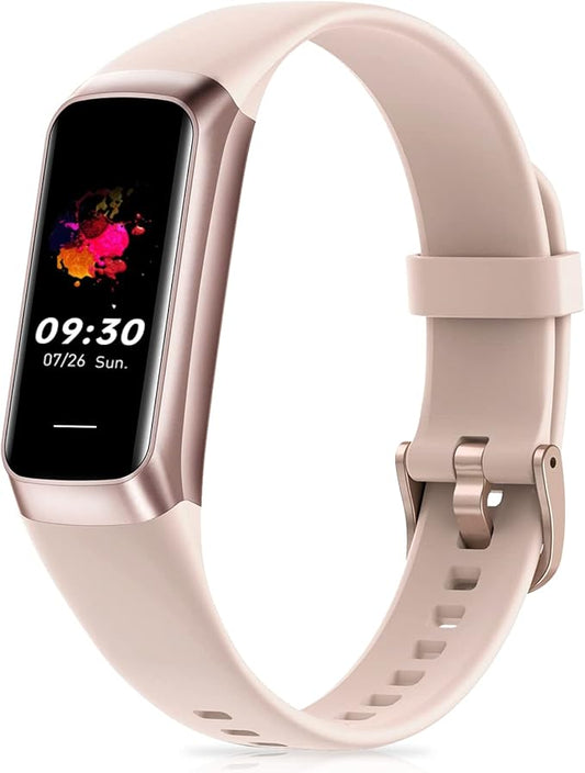 Fitness Tracker with 24/7 Heart Rate, Blood Oxygen Blood Pressure Sleep Monitor, Activity Trackers 5 ATM Waterproof,Step Calorie Counter Pedometer Health Smart Watch for Women Men Pink