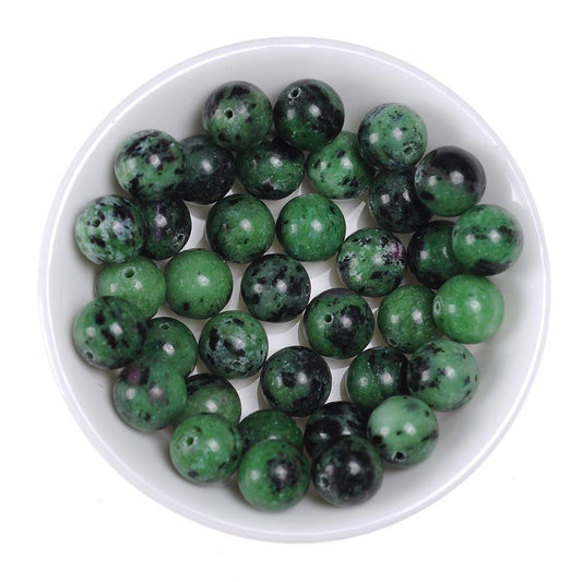 10mm Natural Ruby Emerald Gemstone Round Loose Beads Crystal Stone Bracelet Necklace Accessories Crafts for Jewelry Making DIY,1 Strand 15"