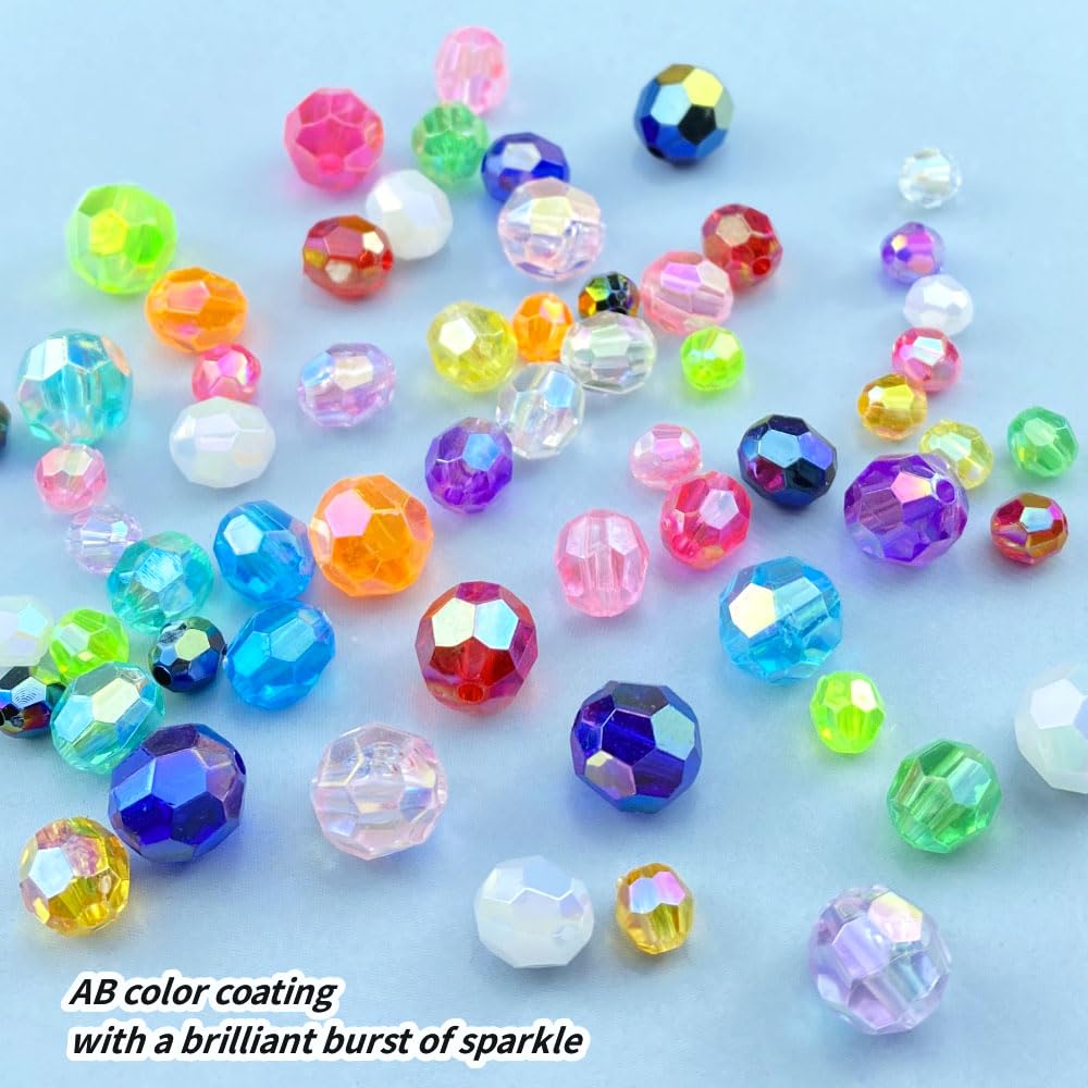 Tingoons 1000 PCS 6mm Acrylic Faceted Spacer Beads AB Color Glossy Round Loose Beads for Jewelry Making Bracelet Necklace Earring Ornament Wind Chimes Key Chains(Dark Pink AB)