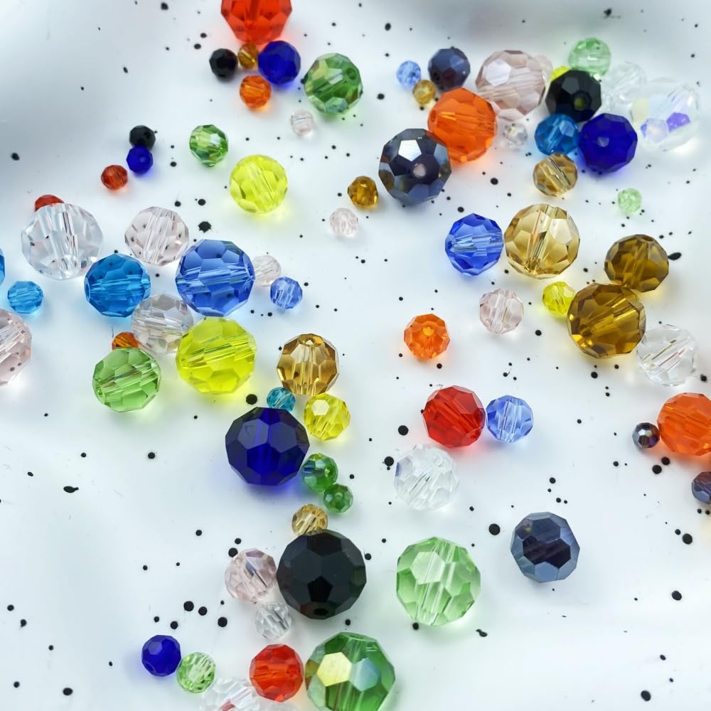 Xinhongo Crystal Glass Beads 50 Pieces 10mm Round Faceted Glass Spacer Beads for Jewelry Making Bracelet Earring Necklace DIY Craft Supplies(Red)