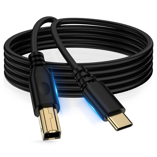 10FT 17 16 15,Samsung S25 S24, USB B to USB C Printer Cable, USB Type B to Type C Cord MIDI Cable for iPhone HP Brother