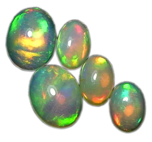 Myhealingworld Natural Ethiopian Opal 4x6mm 6x8mm oval cabochon AAA quality loose calibrated gemstones for jewelry making oval 4x6mm = 3 pcs 6x8mm = 2 pcs