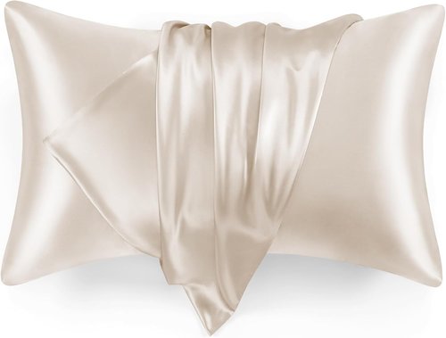 Love's Cabin Satin Pillowcase Set - Cooling Standard Size 20x26, Silky Smooth for Hair & Skin | Beige