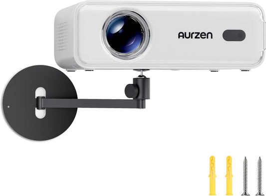 Aurzen 360 90 4.4 lbs, Projector Wall Mount Shelf, Wall Use with Adjustable Angle, Rotation and Tilt, Foldable