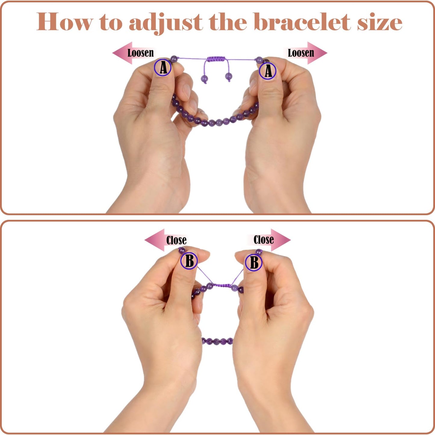 LPBeads 8mm Moukaite Jasper Bracelet with Handmade Rope Bracelet Size Adjustable Natural Stone Crystal Healing Bracelets Gifts for Unisex Adults