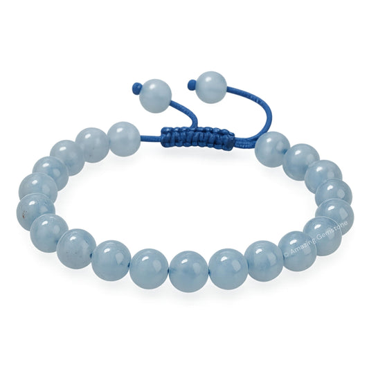 Amazing Gemstone Aquamarine Bracelet for Women Men's Gifts - Protection Healing Crystal Bracelet - 8mm Gemstone Beaded Adjustable Bracelet Pulseras Para Hombres Mujer Stocking Stuffers