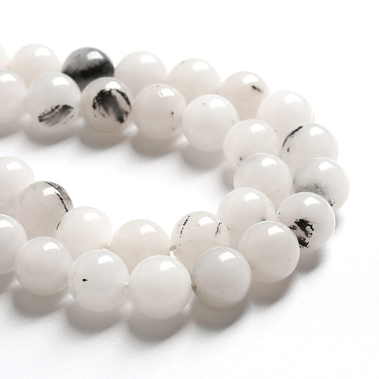 10MM 38PCS Natural Stone Ink Spots Jade Loose Beads for Jewelry Making DIY Bracelet Necklace