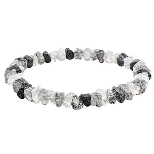 Amazing Gemstone Chips Bracelet (Black Rutilated Quartz)