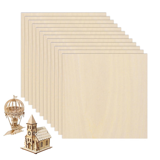 12 Pack Basswood Sheets 4"×4"×25/64" Unfinished Plywood Sheet Smooth Thin Wood Boards for Laser Cutting Wood Carving Burning DIY Crafts