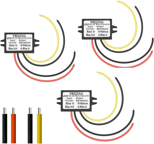 YRDZXG (3 5V 12 V/24 5 5A 25W 5 pcs) Buck Converter V to V DC Regulator to V DC Step-Down Converter Waterproof Module