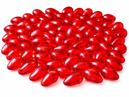 100 pcs Teardrop Shaped Beads 6x9 mm, Czech Glass, Siam Red