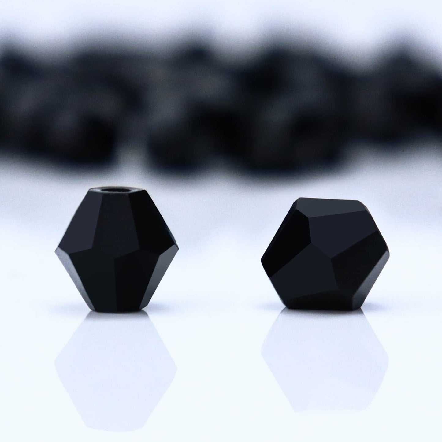 Dowarm 250PCS Crystal Bicone Beads 6mm, Faceted Black Crystal Glass Beads for Jewelry Making, Craft, Bracelet, Necklace, Dolls
