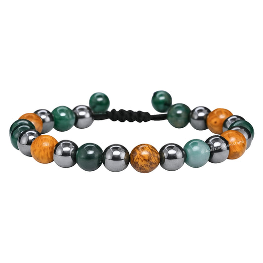 Amazing Gemstone Friendship Bracelets - Moss Agate Mariyam Jasper Hematite Bracelet Set for Men Women Healing Calming Anxiety Stress Relief Gifts Pulseras Para Hombres Mujer Stocking Stuffers