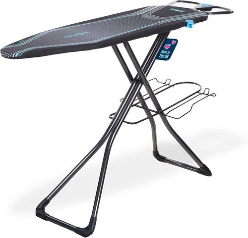 Minky Homecare Ergo Plus Prozone Ironing Board - Full Size Freestanding with Heat Reflective Cover | 48" x 15" (Gunmetal & Blue)