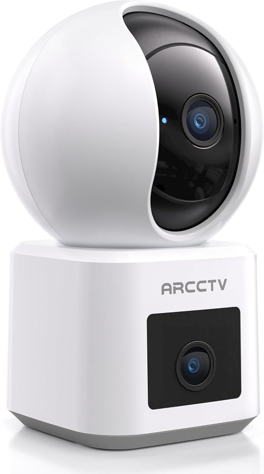 ARCCTV 2.5K 6 360 5GHz 2-Way Dual Lens Indoor Security Camera, WiFi Pet Camera with Phone App, Dog Camera for Home