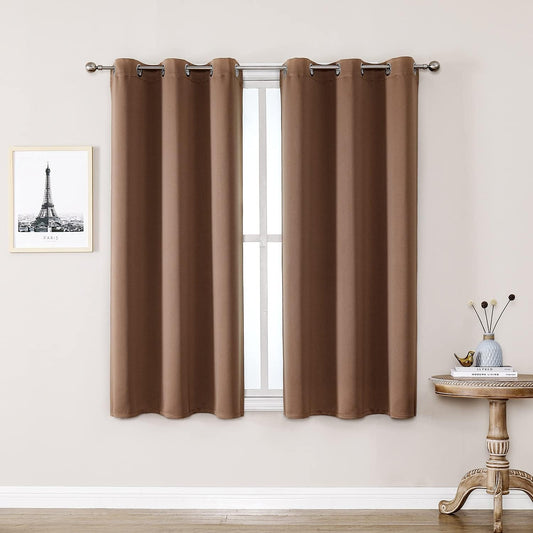 ChrisDowa Grommet Blackout Curtains - Thermal Insulated Room Darkening Panels (Cappuccino, 38W x 54L)