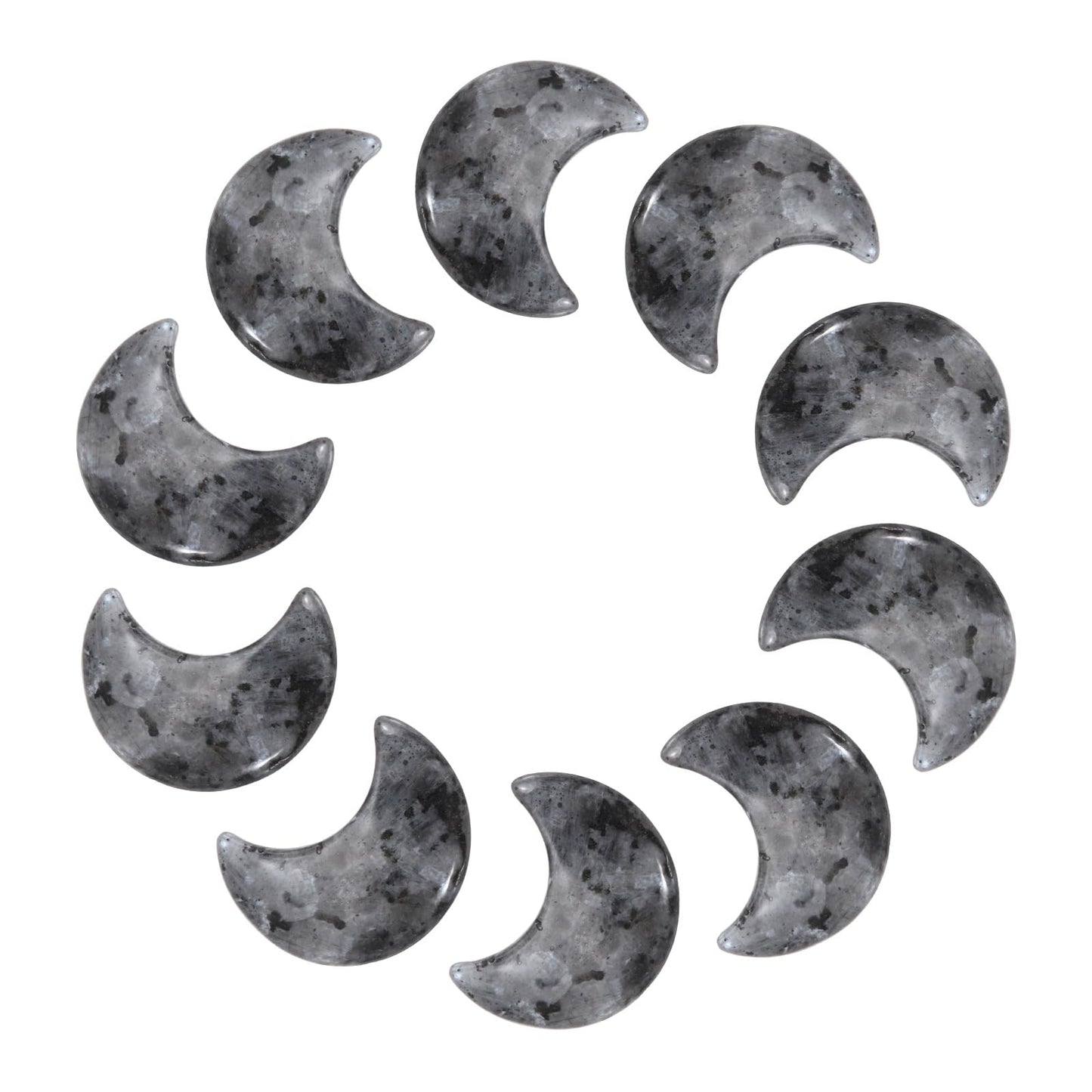 MECCANIXITY 10 Pcs Moon Crystal Worry Stone, 1.2 Inch Length Natural Labradorite Moon Gemstone Bulk, Carved Pocket Stones for Meditation Balancing Pendant Decor