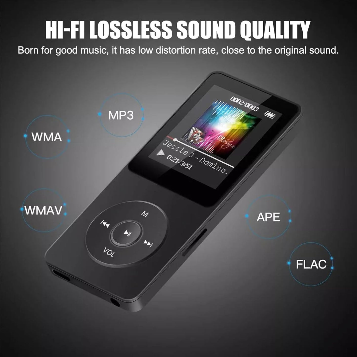 CHICHIYANG 5V/1A 5.0 MP3 1.8" 128GB Bluetooth Player Display Screen with FM Radio E-Book Game Console Functions Support