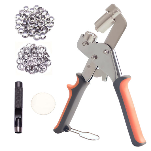 Heavy Duty Grommet Kit,200 pcs 3/8 Inch 10mm Grommets. Eyelet and Grommet Tool Kit for DIY Tarp Ring Repair and Installation for Tarp, Fabric, Banner, Canvas, Leather, Tents, Vinyl, Punching Machine