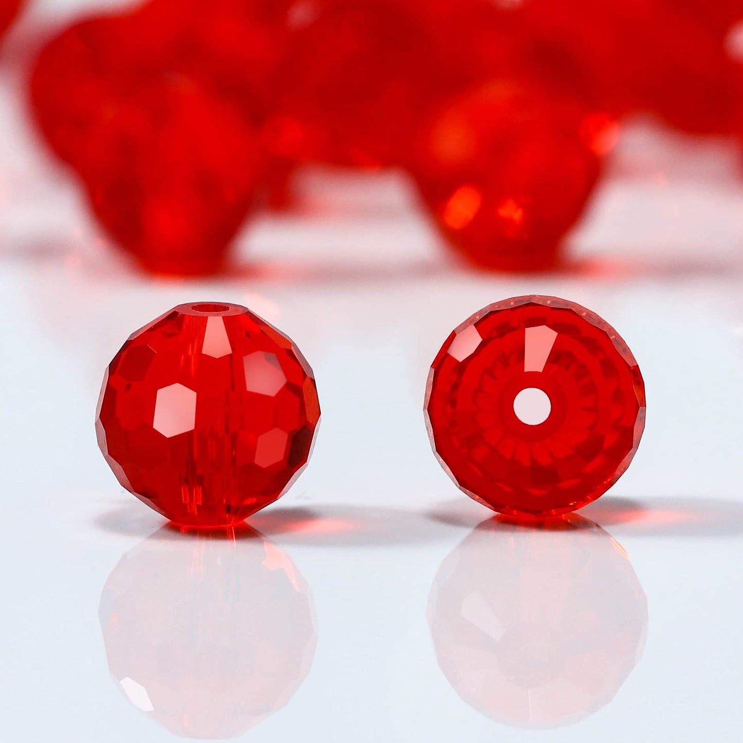 Dowarm 100PCS 8MM Crystal Glass Beads for Jewelry Making, Red/Siam Faceted Crystal Beads for Crafts Bracelet Wind Chimes Suncatcher, #5003 Rondelle Spacer Beads, Loose Gemstones