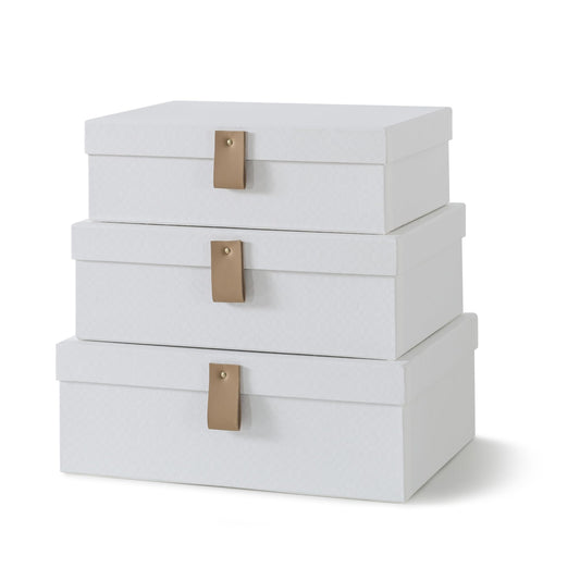 Soul & Lane Cardboard Decorative Boxes for Storage - Set of 3, Textured Set with Lids for Home Decor, Photo Storage and Memory Boxes for Keepsakes, Off-White