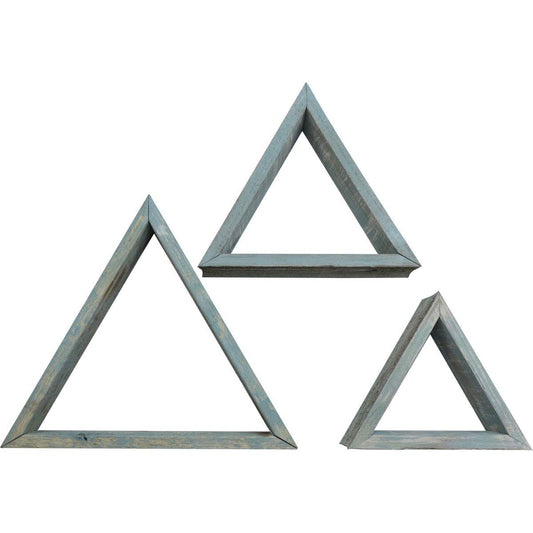 Ekena Millwork DECR15SBTROBBU Set of 3, Triangle, Open Back, Vintage Farmhouse Shadow Box Shelves, Barnwood Decor Collection, Driftwood Blue