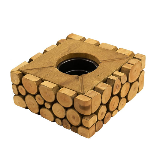 RAFAEL EXPORTS Rustic Wooden Candle Holder, Decorative Square Wood Block Design for Home Décor, Table top Accent, Plant Pot Stand, Natural Finish, Durable Construction, Indoor Outdoor Multipurpose Use