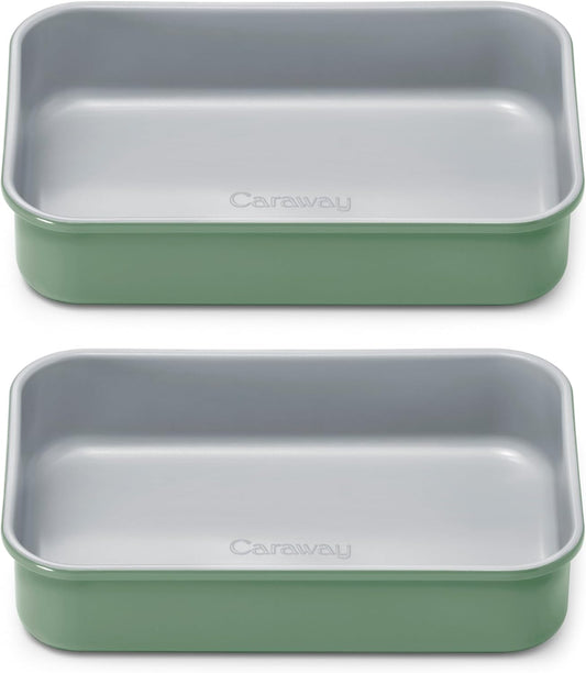 Caraway Nonstick Baking Pan Duo - 9â x 6.5â Deep Ceramic Pan, Non-Toxic & PTFE Free - Sage Color