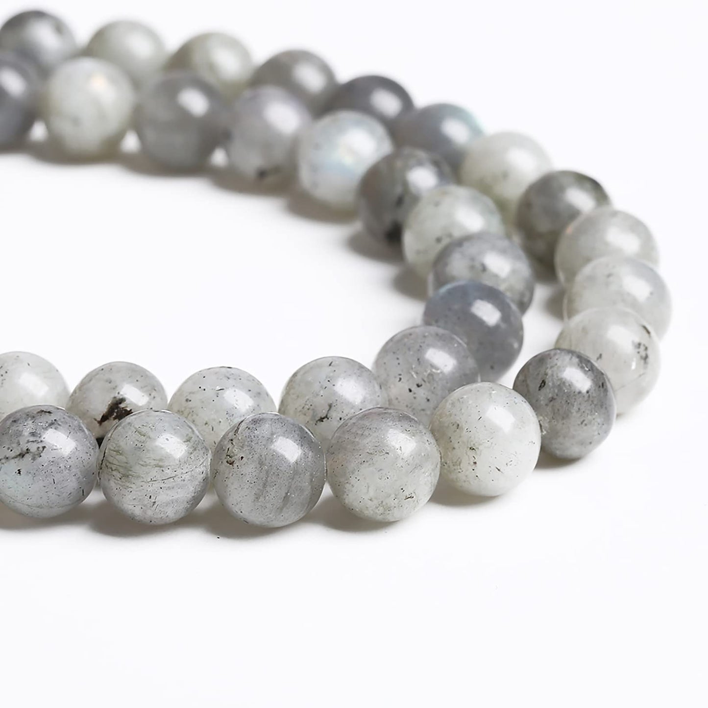 8MM 46PCS Natural Stone Gray Labradorite Larvikite Crystal Beads for Jewelry Making DIY Bracelet