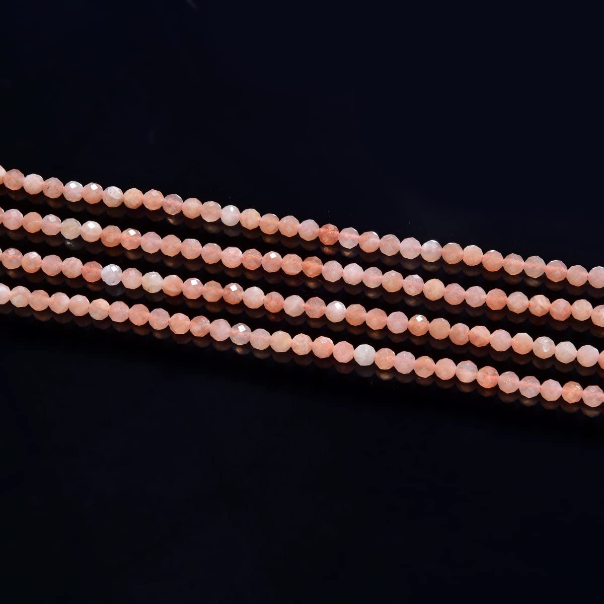 Adabele 30 Inch Natural Pink Moonstone Healing Gemstone 4mm (0.16 Inch) Tiny Small Faceted Round Loose Beads Stone Spacer (170-190pcs) for Craft Jewelry Making GK4-19