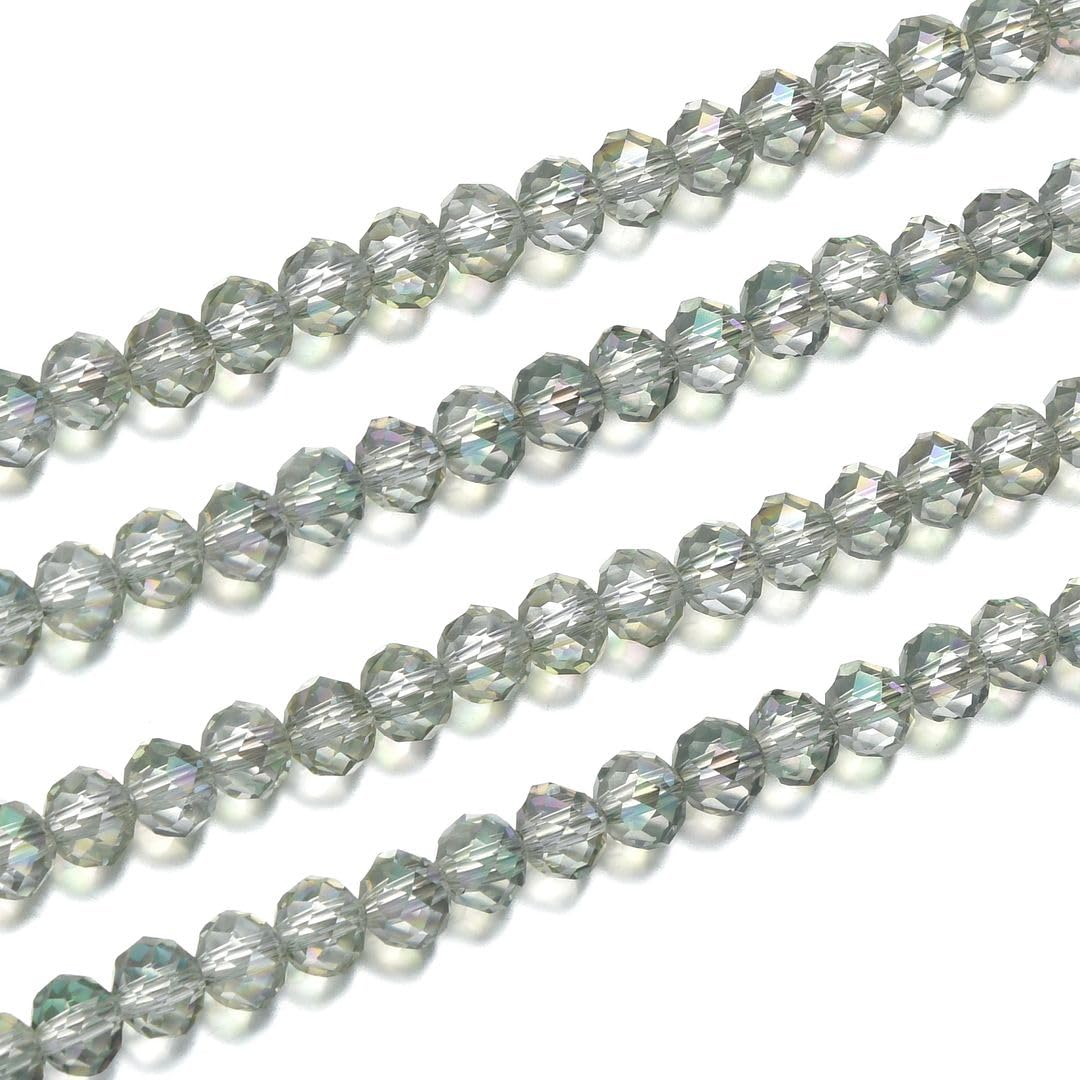 500pcs Czech Faceted Rondelle Crystal Glass Loose Beads 4mm Small Tiny Spacer Bulk Light Green Shimmer for DIY Craft Jewelry Making CCR440