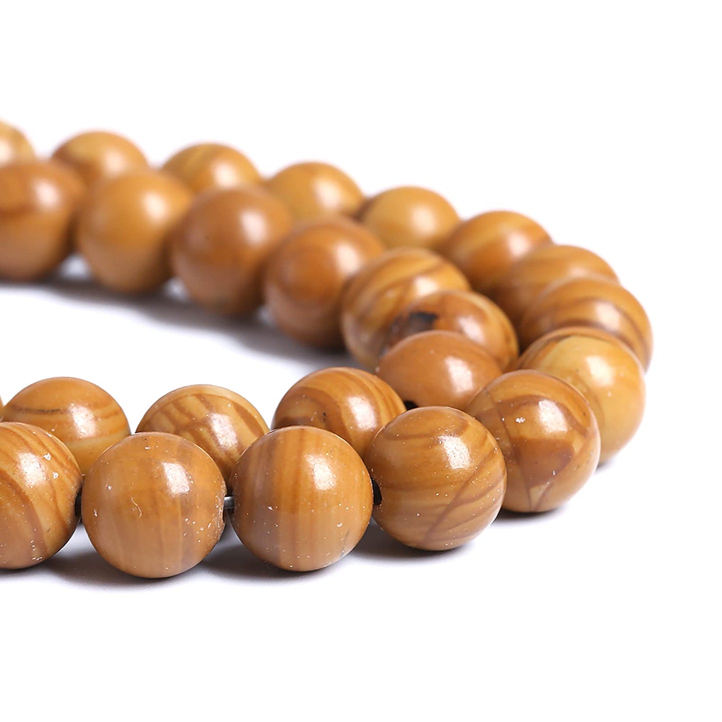 8MM 45PCS Natural Stone Yellow Woodgrain Jasper Loose Beads for Jewelry Making DIY Bracelet