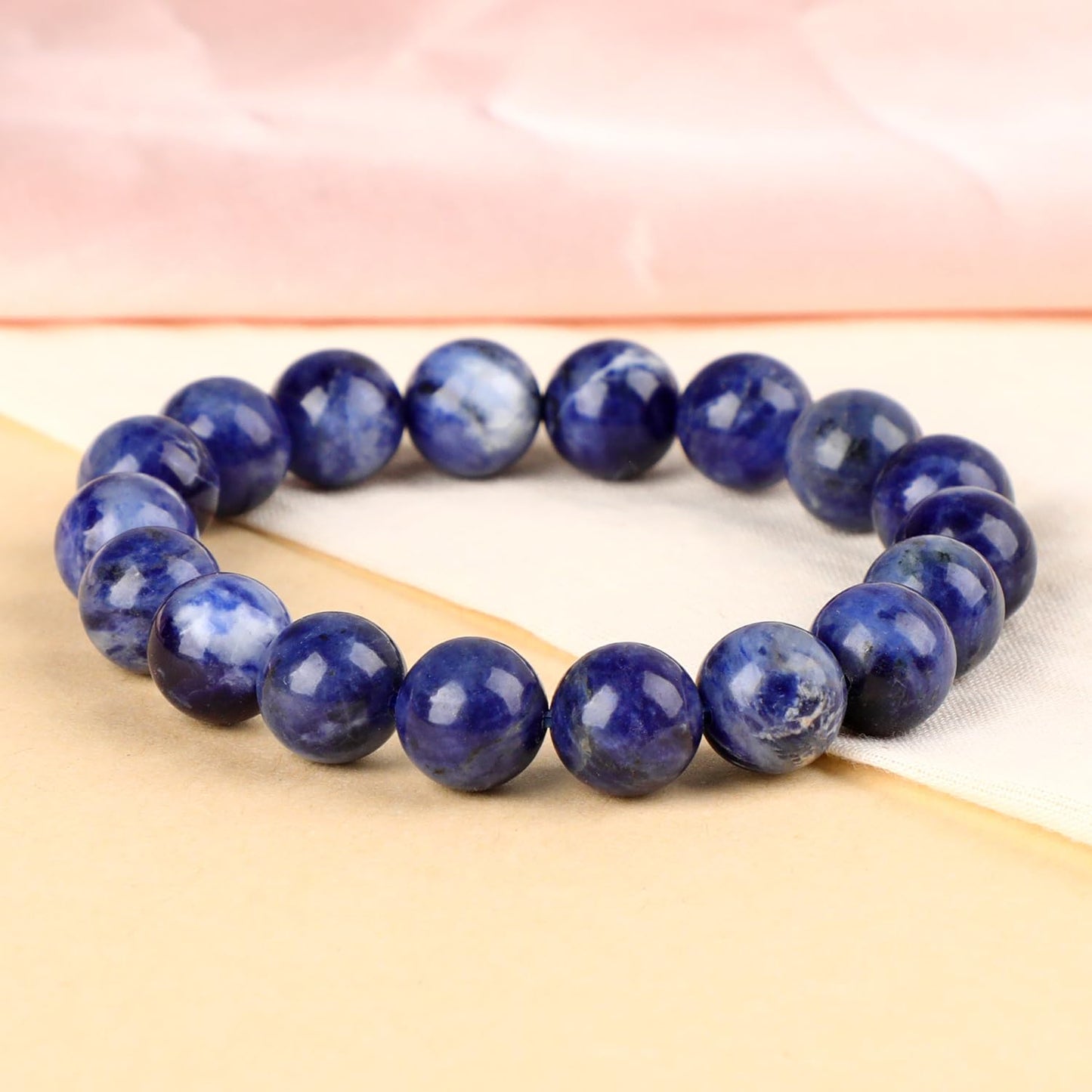LPBeads Handmade Natural Gemstone Stretch Elastic 10mm Blue Sodalite Bracelet Healing Crystal Round Stone Beads Jewelry Gifts for Women Men