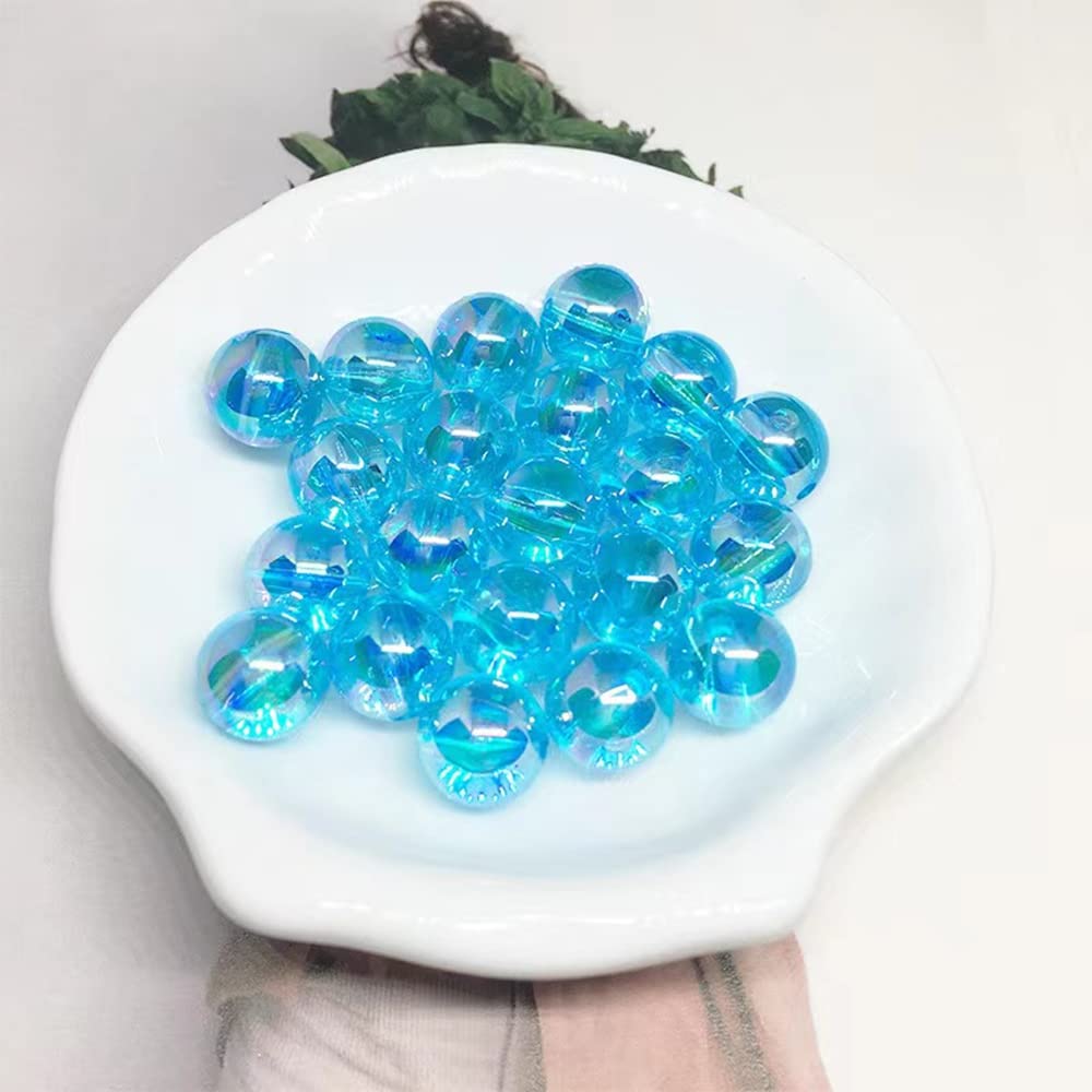 300 Pcs 8mm Acrylic Round Beads AB Colors Round Spacer Beads for Earring Bracelet Necklace Key Chains Jewelry DIY Craft Making(Lake Blue AB)