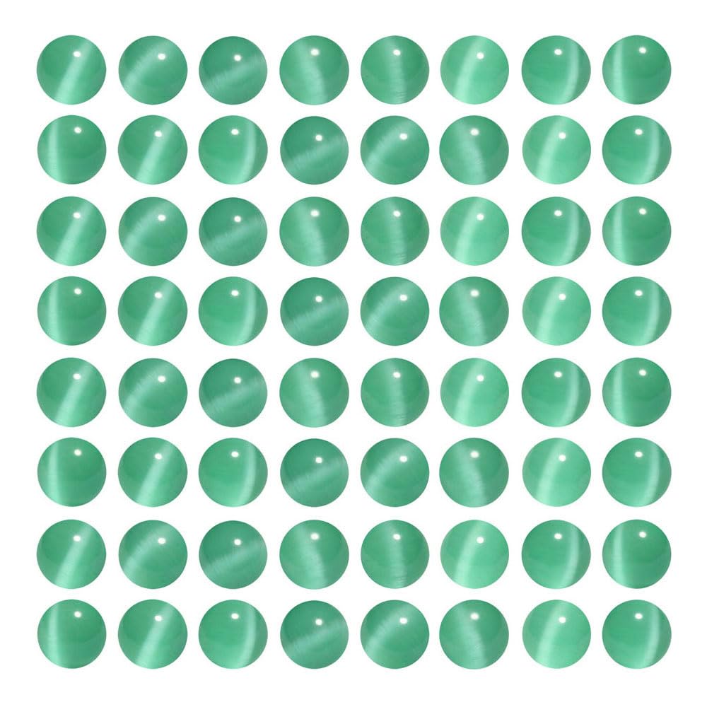 MJDCB 60pcs Blue Green Cat Eye Stone Beads 6mm Round Crystal Loose Bead for Jewelry Making DIY Bracelets Necklace Accessories