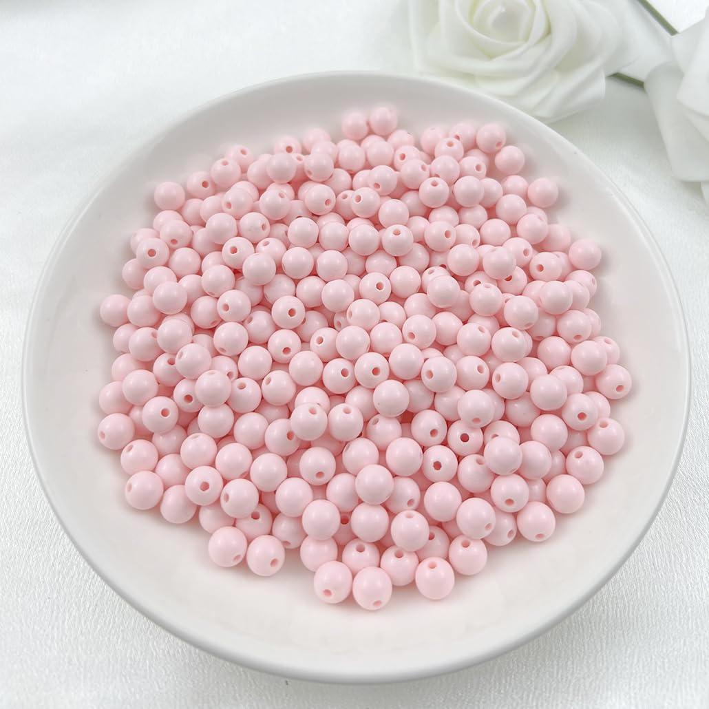 Mulutoo 120Pieces 12MM Acrylic Round Beads Round Acrylic Balls Chunky Beads Smooth Spacer Plastic Pastel Beads Craft Beads for Necklace and Bracelet Making Crafting Supplies(178-light Pink)