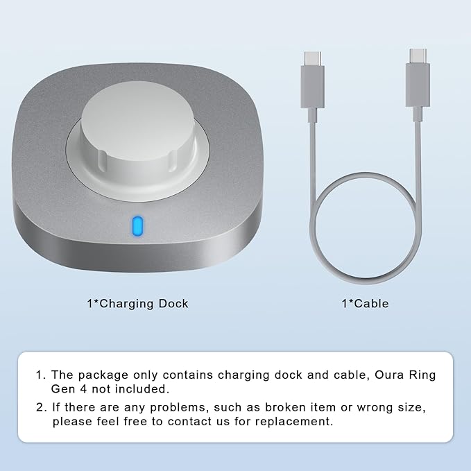 Compatible with Oura Ring Gen 4 Charger Size 8, Fast Charging Dock with USB-C Cable