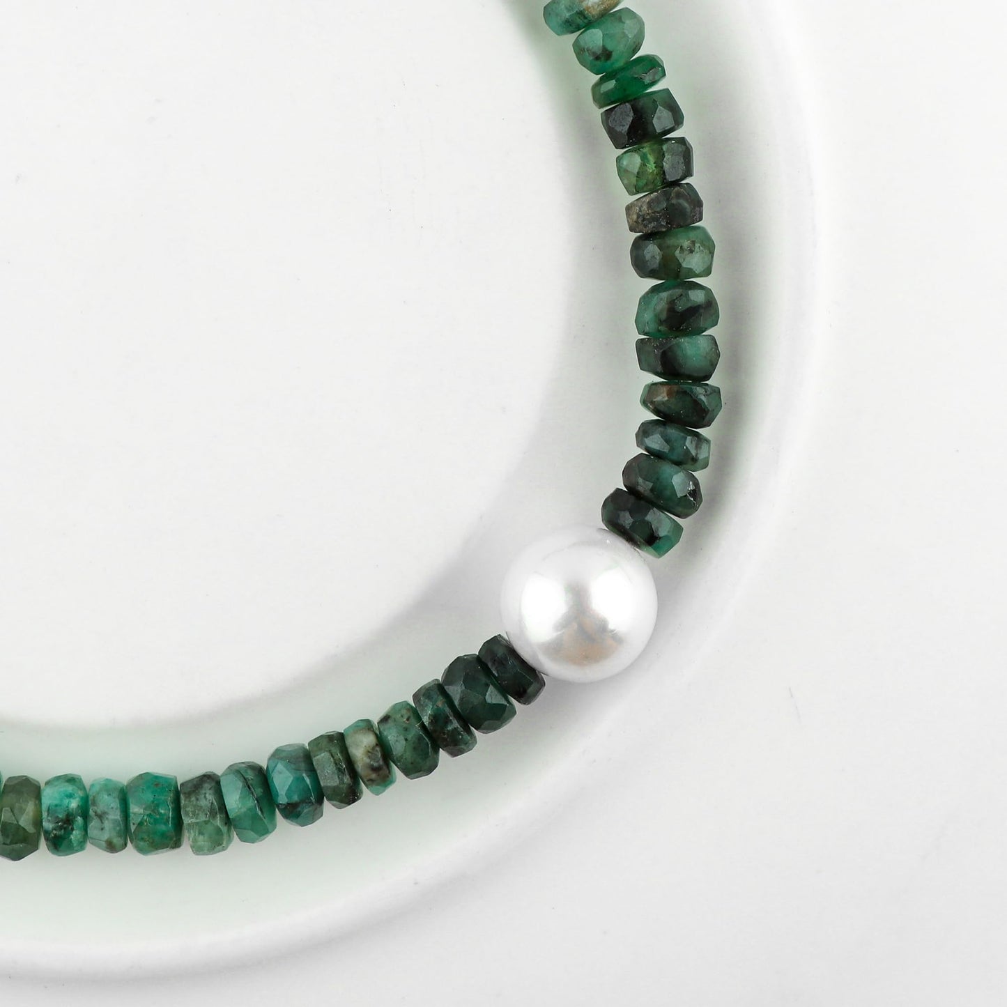 CRYSTALINES Natural Shaded Emerald Gemstones Bolo Bracelet With Pearl, High Grade Stones, Handmade Jewelry, Healing Crystals, Silver Plated Adjustable Slider, Birthday Mothers Day Gift for Women