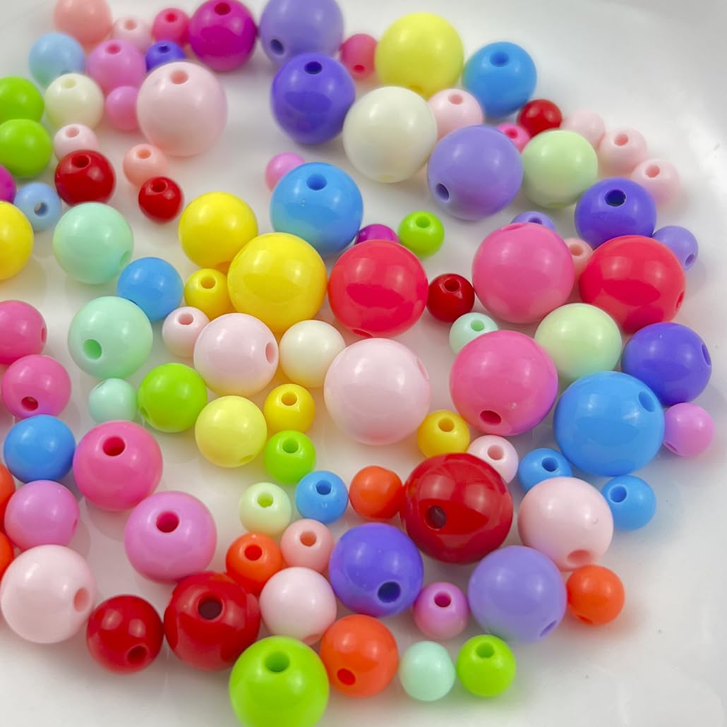 Mulutoo 400Pieces 8MM Acrylic Round Beads Round Acrylic Balls Chunky Beads Smooth Spacer Plastic Pastel Beads Craft Beads for Necklace and Bracelet Making Crafting Supplies(190-light Royal Blue)