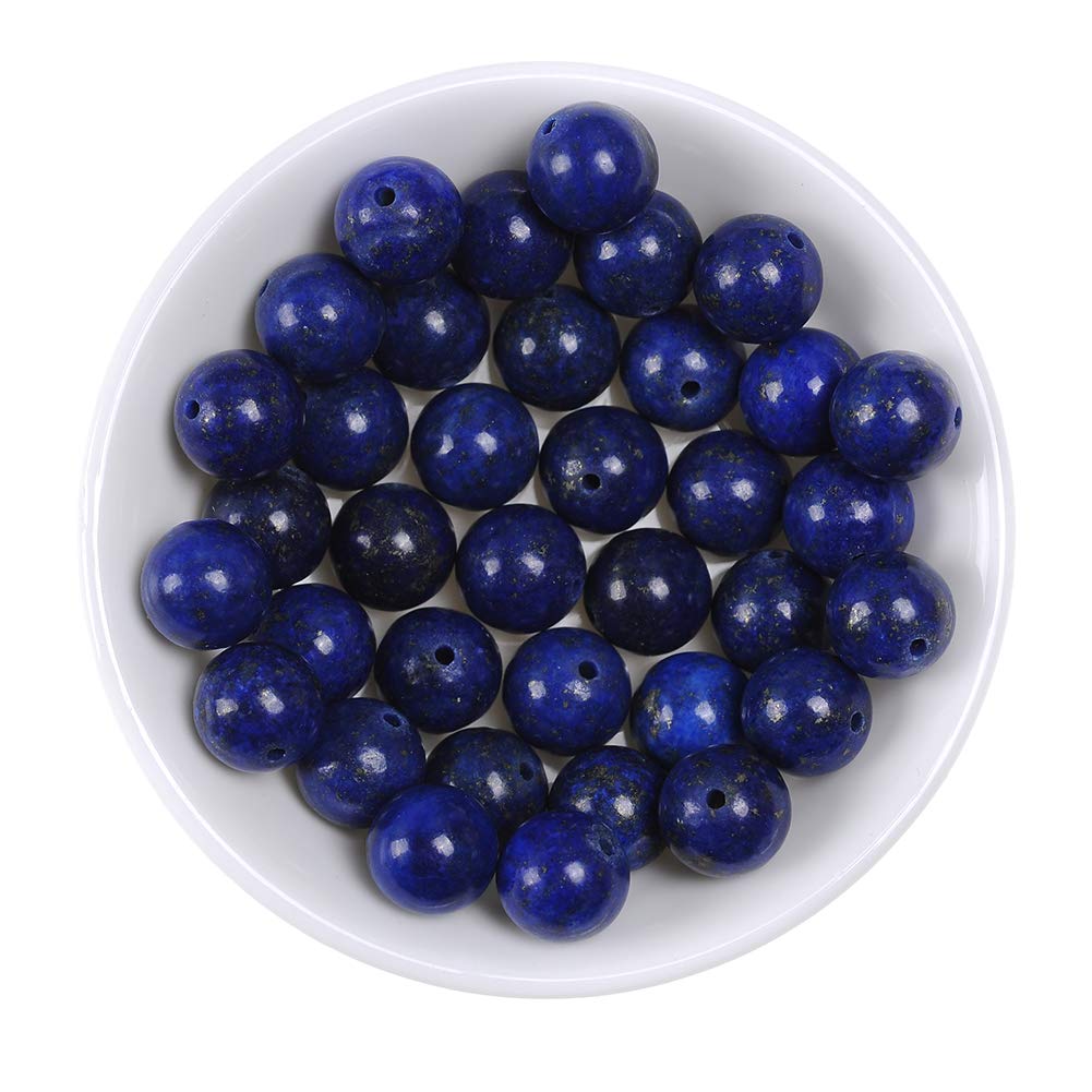 Natural Stone Beads 14mm Lapis Lazuli Gemstone Round Loose Beads Crystal Energy Stone Healing Power for Jewelry Making DIY,1 Strand 15"