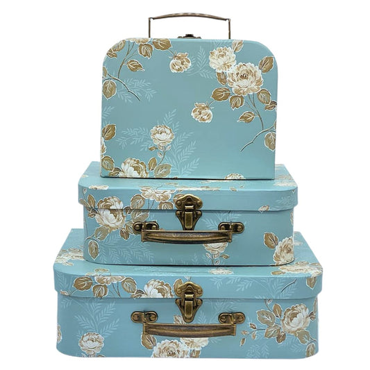 Amedoo Decorative Box Set - 3 Storage Boxes with Lids, Keepsake & Trinket Boxes, Mini Luggage Gift Box, Vintage Suitcases Home Decoration