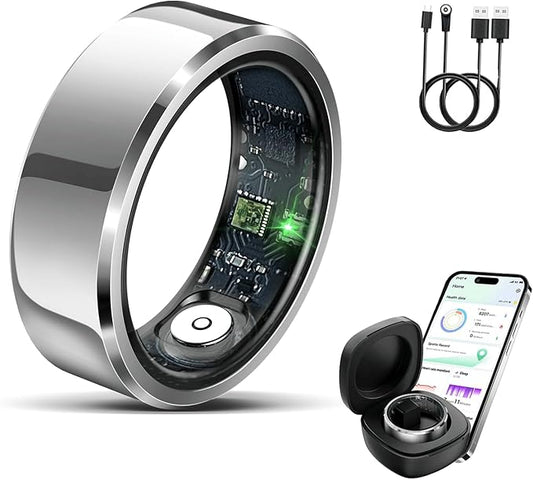 Smart Ring for Women Men,IP68 Waterproof Wearable Fitness Tracker with Sleep Tracking Heart Rate Healthy Monitor Ring Activity Monitoring Steps for iOS Android