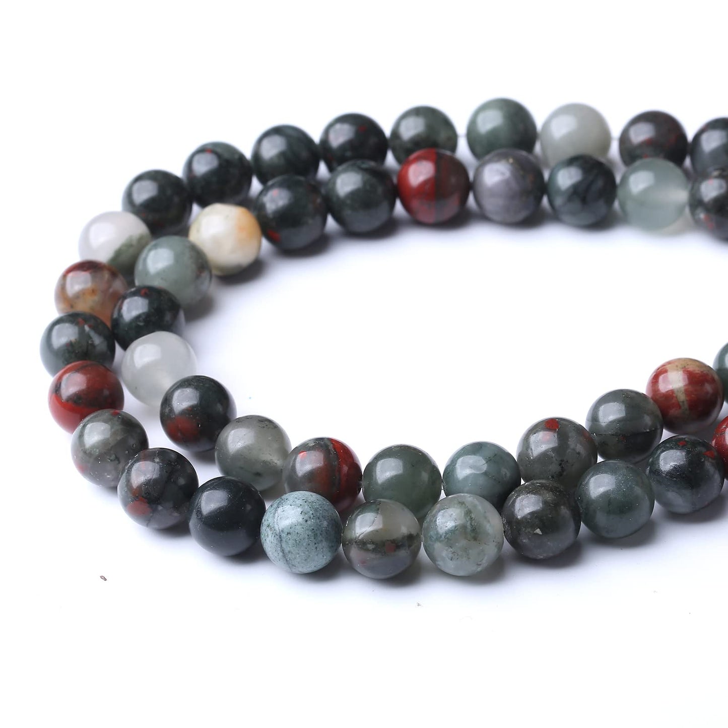 36PCS 10MM Natural African Bloodstone Stone Beads Energy Healing Beads for DIY Jewelry Bracelet Necklace Making for Jewelry Making15Inch