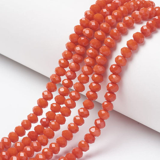 10 Strands Briolette Faceted Rondelle Glass Beads 4x3mm Tiny Opaque Glass Loose Beads 1230pcs for Bracelets Jewelry Making