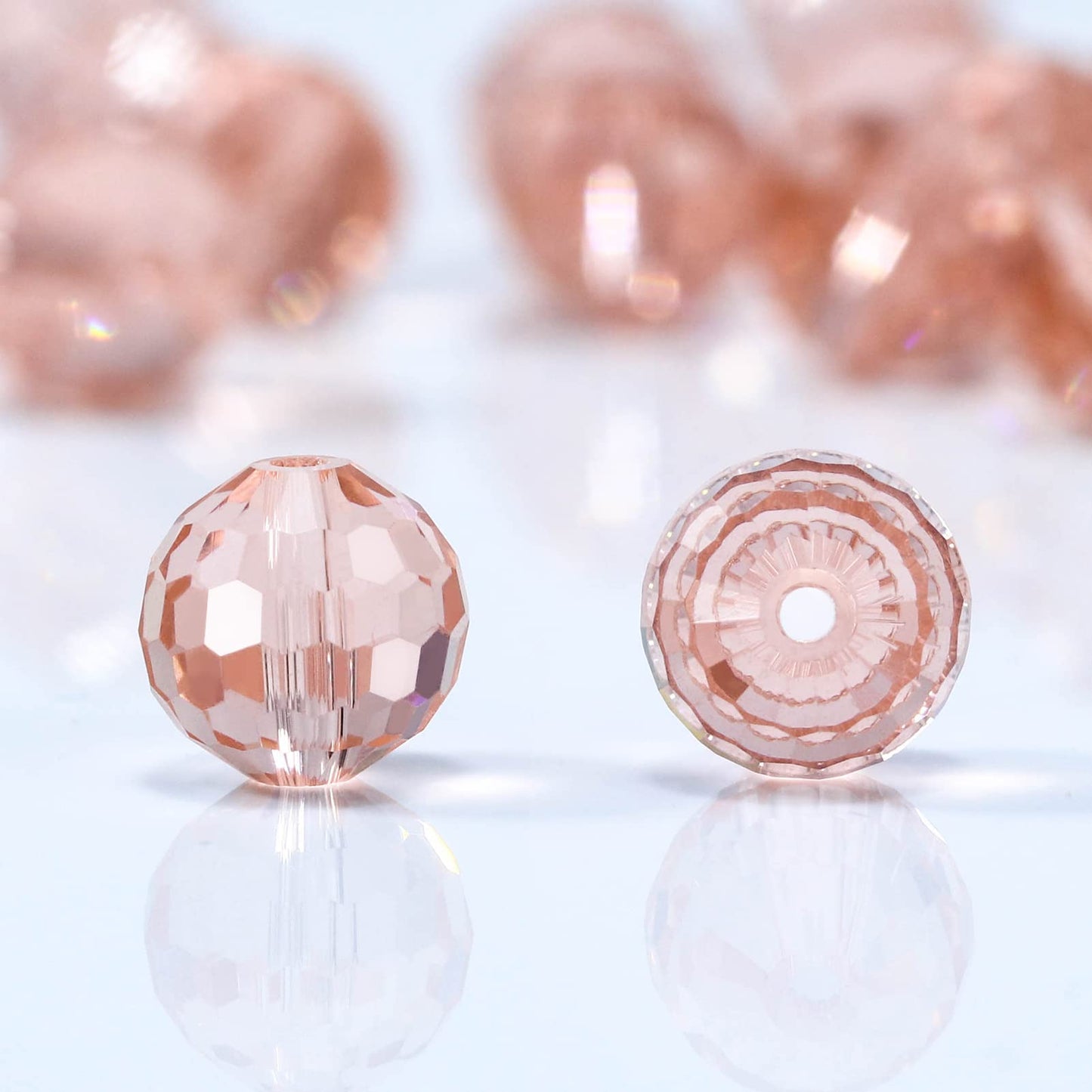 Dowarm 10MM Round Crystal Beads for Jewelry Making, Vintage Rose Faceted Crystal Glass Beads for Crafts Bracelet Wind Chimes Suncatcher, #5003 Rondelle Spacer Beads, Loose Gemstones, 50PCS