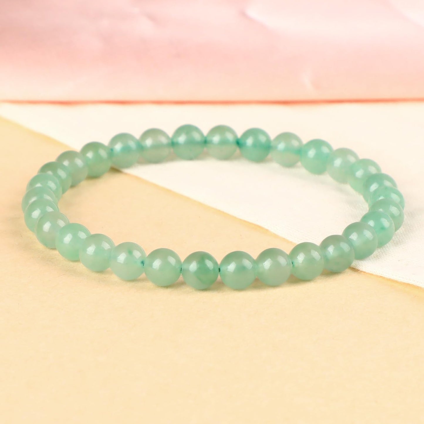 LPBeads Handmade Natural Gemstone Stretch Elastic 6mm Green Aventurine Bracelet Healing Crystal Round Stone Beads Jewelry Gifts for Women Men
